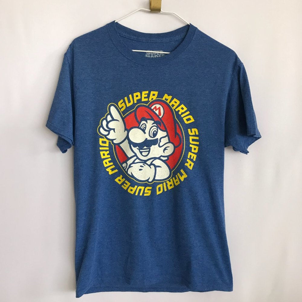 Luigi Super Mario Brothers Nintendo Blue Short Sleeve Tshirt Sz S